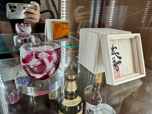 但野英芳作 錦鯉 ぐい呑み 切子