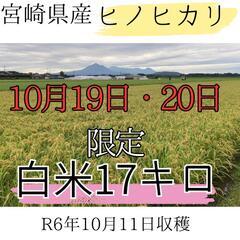 新米　白米　約17キロ　ヒノヒカリ　10袋限定　R6年10月11...