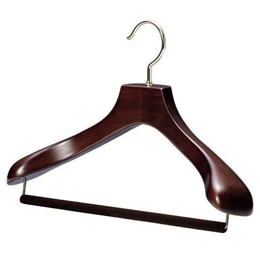 中田ハンガーｗ400フェルトバー　木製マーズブラウン