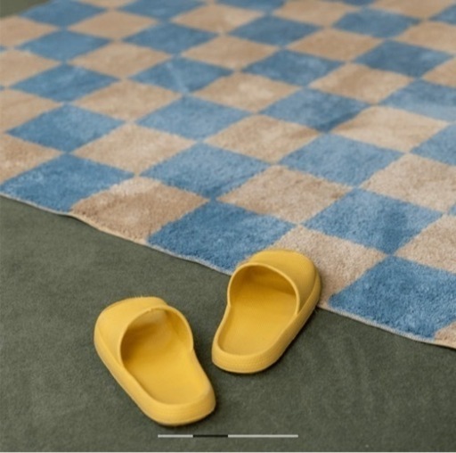 【未開封】Ritten リットン ベージュ ブルー チェック ラグ 韓国風