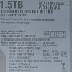 【新品未開封】WD15EARX 1.5TB HDDの画像