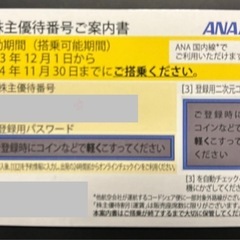 ANA★株主優待券★登録番号通知