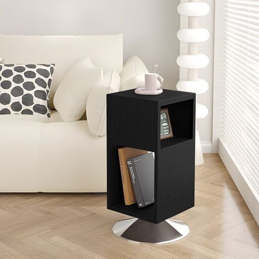 【引取限定！早い人優先！】新品未使用品 回転 ラック スリムラック シェルフ サイドテーブル 北欧 ミニテーブル 2段 テーブル ナイトテーブル パソコン 台 ソファ ベッド 鉄製 シンプル おしゃれ 韓国 高級 ウォールナット SD-36BK