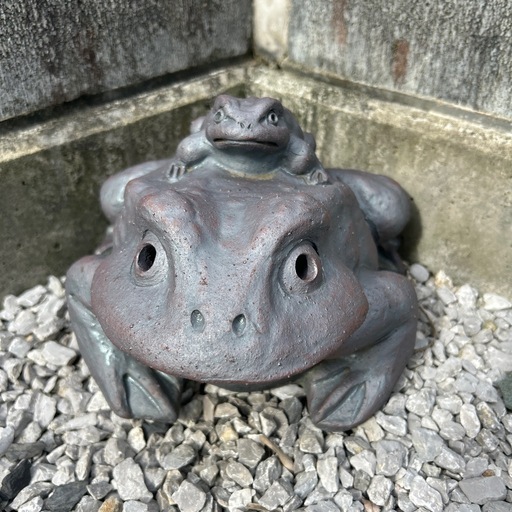 親子蛙　置物