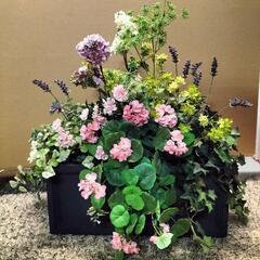 【2410FB1】◆造花付きプランター◆ブラック◆