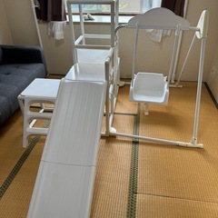 決定■折りたたみすべり台＆ブランコ/ホワイト白