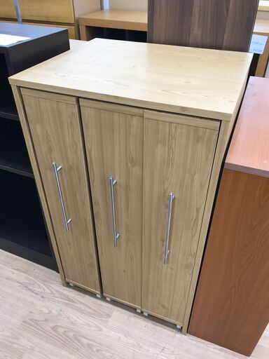 ★ジモティ割あり★  スライド収納棚 ナチュラル H95×W57×D48 クリーニング済み KJ6534