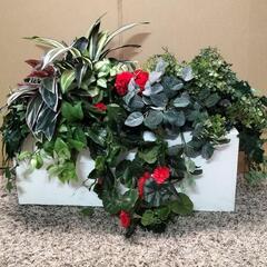 【2410FB7】◆造花付きプランター◆ホワイト◆