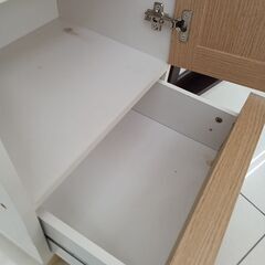 ★ジモティ割あり★  ミラー付き収納棚 木目調ライトブラウン H158×D33×W40 クリーニング済み HJ4724の画像