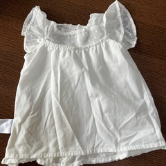 【再値下げ！】女の子110 　ナルミお洒落半袖　白　ドットの画像