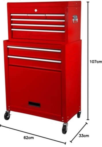 チェスト&キャビネット キャスター付き レッド 赤 工具箱 工具入れ 車 バイク DIY 整備
