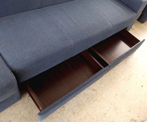 ニトリ ソファベッド 布 ネイビー系 マルチファンクショナル3 SOFABED 家具 札幌市東区 新道東店 ニトリ ソファベッド① 布 ネイビー系 マルチファンクショナル3