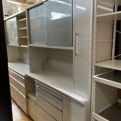 ⚪️国産?松田家具 レンジボード 食器棚 キッチンボード　ダイニングボード オープンボード NO.1490F