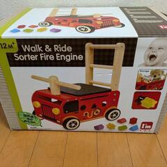 ウォーカー＆ライド 消防車 木のおもちゃ 