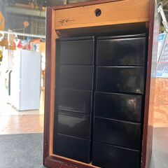 【愛品館 市原店】当時物 輪島総黒 割子重箱 10人前 の画像