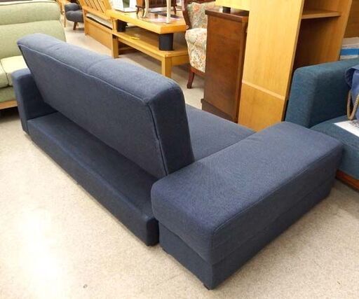 ニトリ ソファベッド② 布 ネイビー系 マルチファンクショナル3 SOFABED 引出し付き スツール付き 札幌市北区屯田