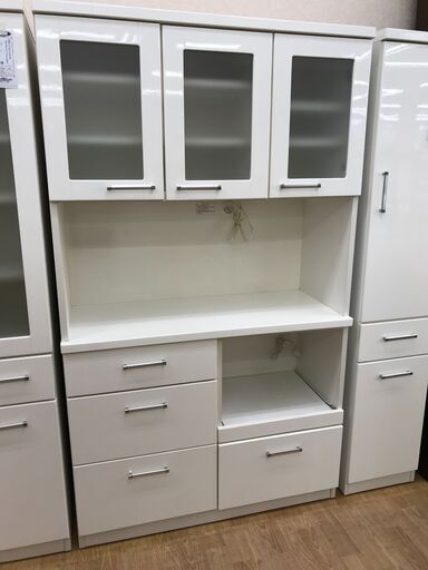 ★ジモティ割あり★  食器棚 ホワイト H181×W105×D42 クリーニング済み KJ6544