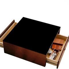 LOWYA ロウヤ リビングテーブル ローテーブル 天然木 木製 ブラックガラス天板 ウォルナットの画像