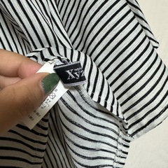 🌈美品　ストライプシャツ　フリル袖　Fの画像