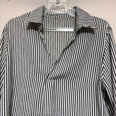 🌈美品　ストライプシャツ　フリル袖　Fの画像