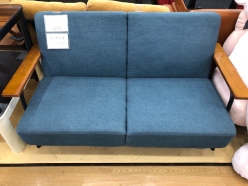 【軽トラック貸出サービス有】2人掛けソファー　ヨゴレ有　スカイブルー