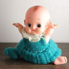 昭和レトロ キューピー人形 おすわり 全長38cm 編みドレス ...