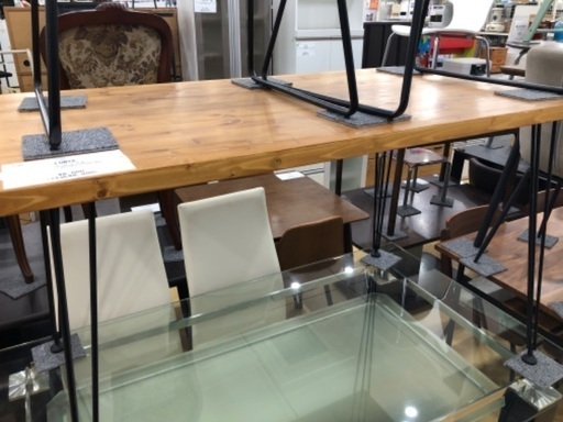 【軽トラック貸出サービス有】LOWYA ダイニングテーブル　ニューピットキン　ナチュラル✖️ブラック　186