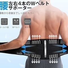 新品 腰 サポーター コルセット 腰用 サポートベルト 腰ベルト 二重加圧式 強力固定 背筋補正 メッシュ通気 フィット感重視 装着しやすい スポーツ 立ち仕事 作業用 介護用 運転用 日常生活 男女兼用 (L)の画像