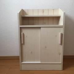 カウンター下収納 省スペースミニ棚 窓下収納 カントリー調棚 中古家具