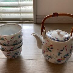 【おまけ付】大吉窯 急須 湯のみ茶碗 茶器揃 5客＋受皿5枚＋福幸窯の小皿5枚　直接or配送どちらも可能の画像