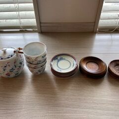 【おまけ付】大吉窯 急須 湯のみ茶碗 茶器揃 5客＋受皿5枚＋福幸窯の小皿5枚　直接or配送どちらも可能の画像