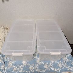 （相談中）収納ボックス キャスター付き 2個 衣装ケース プラスチック 押入れ収納 フタ付き アイリスオーヤマ AA-740E 収納ケースの画像