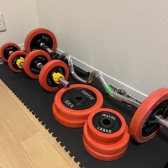 iROTEC ダンベル+フラットベンチ+レギュラースーパーカールバー