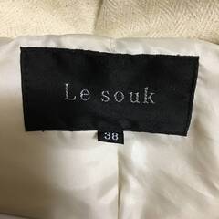 ルスーク ダウンコート 38 ファー Le souk ダウンジャケット 白 ホワイト の画像