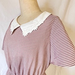 MAJESTIC LEGON  ボルドー×ホワイト チェックワンピースの画像