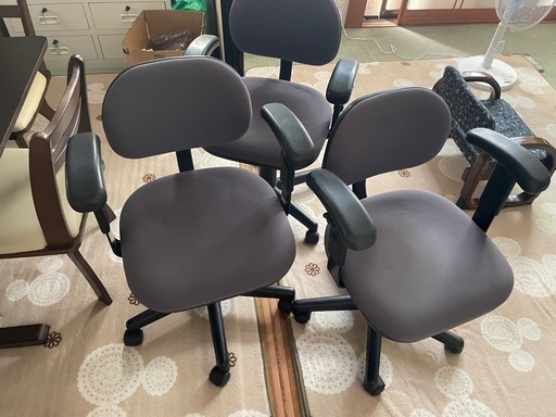 3脚セット　オフィス家具　昇降　事務椅子　オフィスチェア