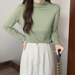 カットソー 薄手 長袖 ボトルネック レディース 女性 婦人服 トップス ハイネックの画像