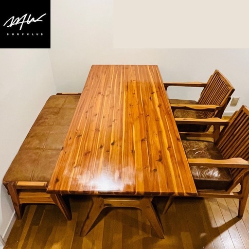 【引取&現金限定|特別価格】 WTW テーブル×チェア2脚×ベンチ4点セット