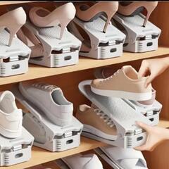 【新品10個】重ねて収納シューズラック　靴を倍量収納できる　靴収納　靴置きの画像