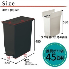 ペダル/袋止め付き ゴミ箱　35L  黒　の画像
