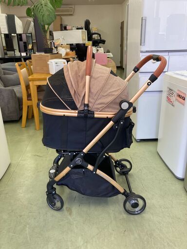 【リサイクルショップ　ピカソ　小松原】分離型 4輪 ペットカート 折りたたみ式ペットキャリー アルミ製 ゴールド★6724★