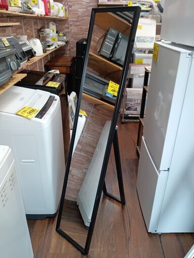 IKEA　FLAKNAN　スタンドミラー　ブラック　黒　サイズ（約）幅30×奥3×高150　　■近隣配送無料 買取GO‼　栄和店