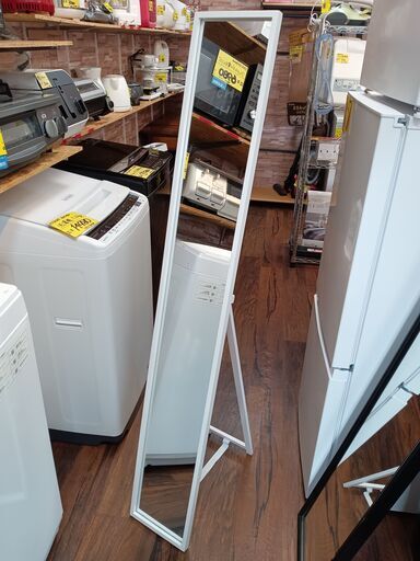 スタンドミラー　白　ホワイト　スリム　サイズ（約）幅22×奥3.5×高148　　■近隣配送無料 買取GO‼　栄和店