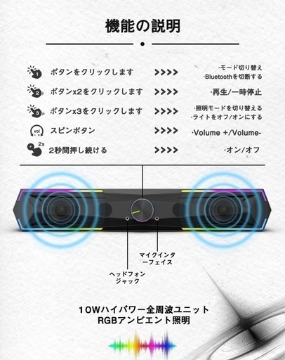 【最終値下げ】【新品】PCスピーカー サウンドバー