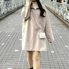 ハーフジップメランジニットソーミニワンピース[fo1862]GRL