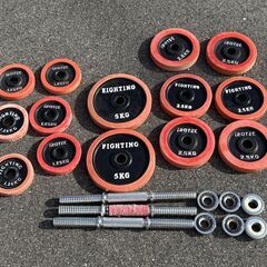 ダンベル+バーベルセット 合計132.5kg/プレートツリー付き/エクササイズ・ダイエット・トレーニングの画像