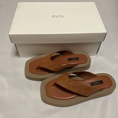 イーボル　EVOL ミュール トングサンダル レディース　ブラウン　S