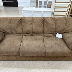 ★店長特別値引き★  3人掛けソファー 茶 H42.5×D84×W214.5 クリーニング済み TJ9256