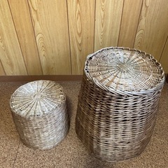 籐製の籠　大小2個の画像
