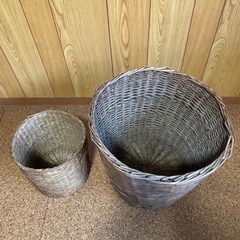 籐製の籠　大小2個の画像